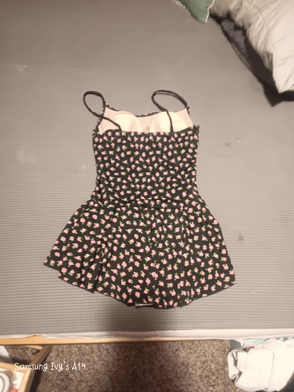Daisys Boutique Black One-Piece Swimdress with Pink Floral Print - Picture 2 of 4